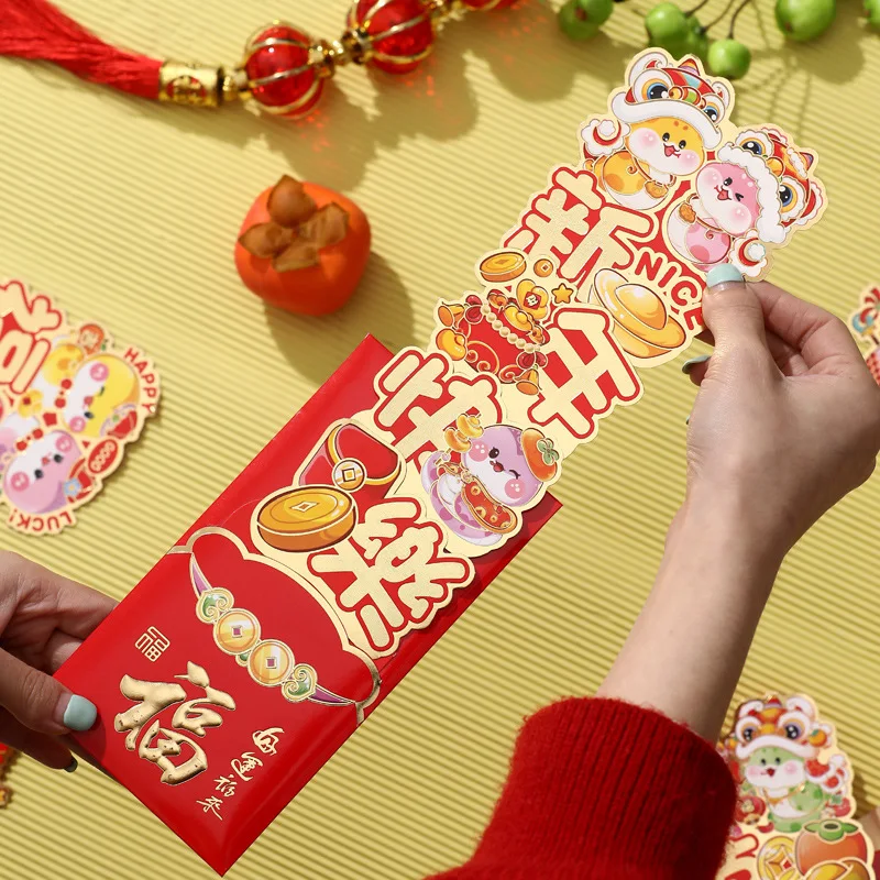 

6Pcs Drawing Red Packet Cartoon Creative Chinese New Year of the Snake Cute Spring Festival Good Luck Pressure Package