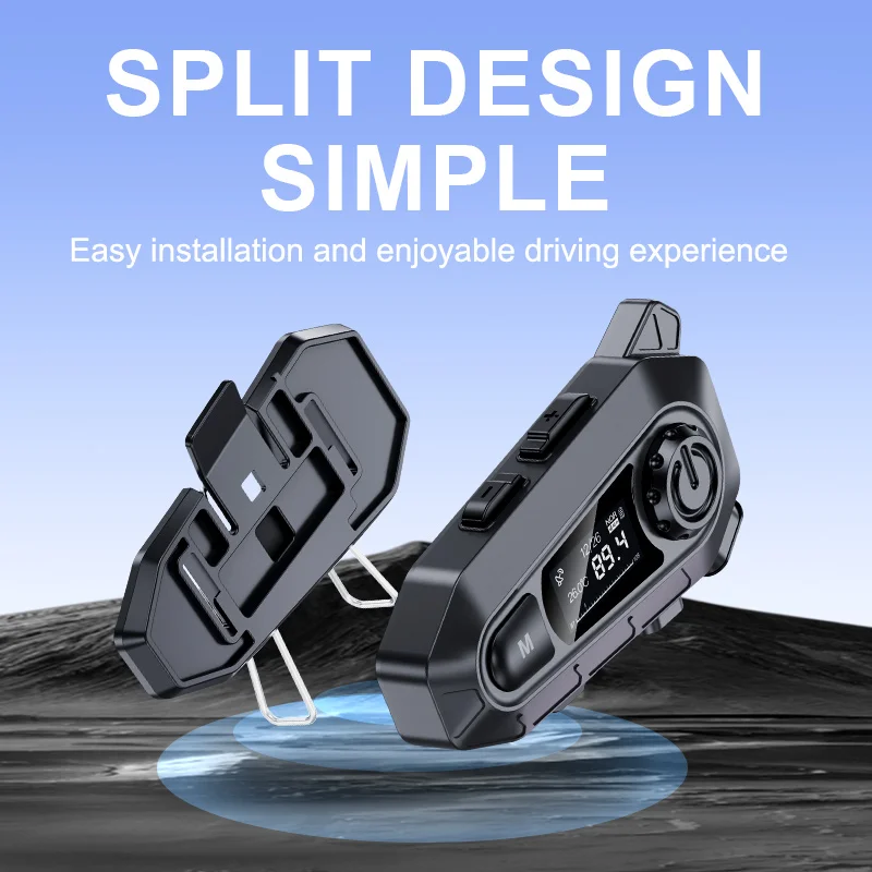 2026 New Motorcycle Helmet Bluetooth Headset A1 LCD Digital Display FM  Function Waterproof Level IPX6