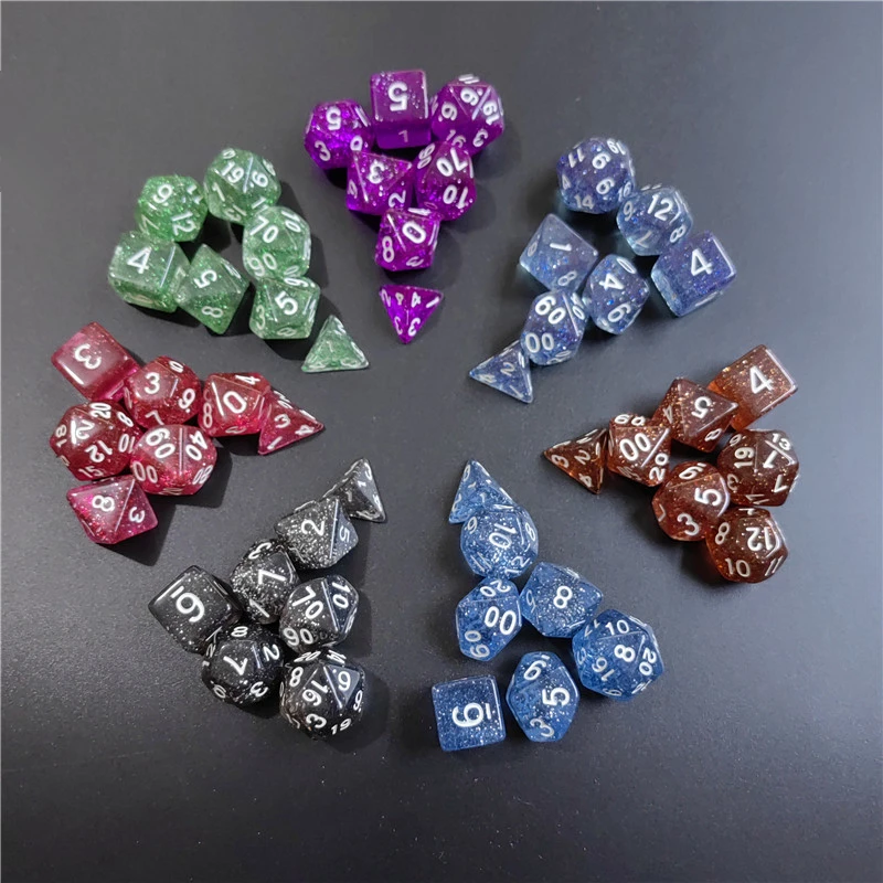 7 PCs 1 Set Of Transparent Flash Point Dice New Acrylic Set D4 D6 D8 D10 D12 D20 Multi-sided Dice TRPG Dungeons & Dragons Game