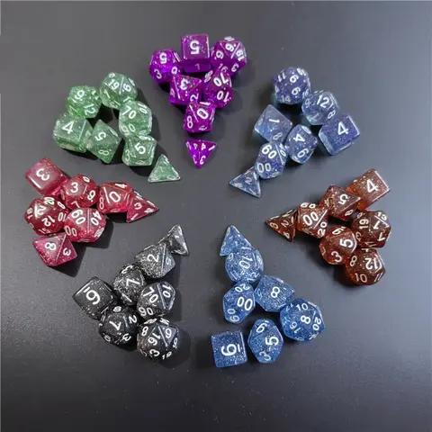 7 PCs 1 Set Of Transparent Flash Point Dice New Acrylic Set D4 D6 D8 D10 D12 D20 Multi-sided Dice TRPG Dungeons & Dragons Game