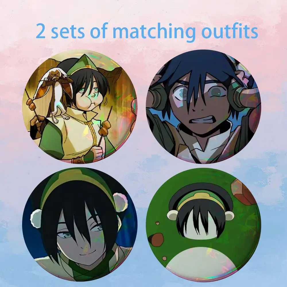 A-Avatar Toph Beifong 2 piece set Badges On Backpack Jacket Cartoon Round Brooches Acrylic Button Pins Collection Gifts
