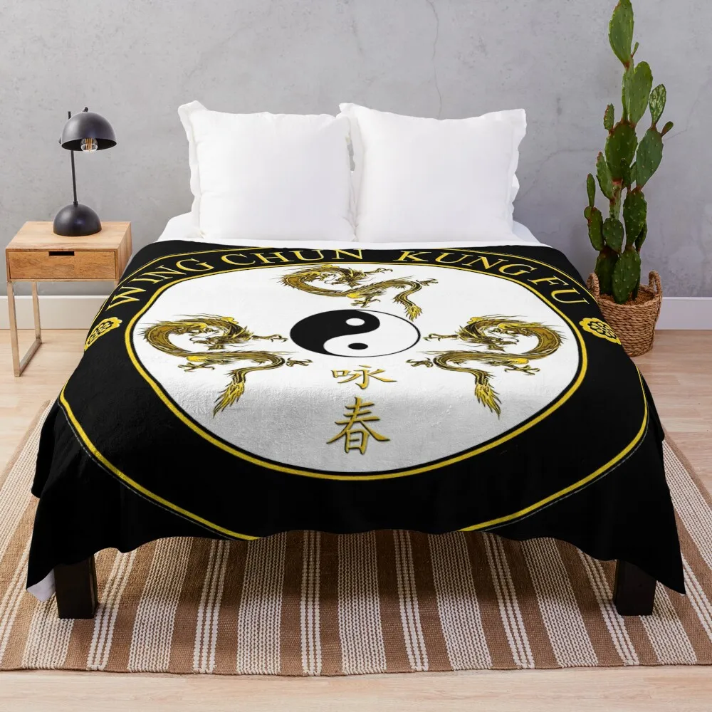 

Wing Chun Kung Fu Martial arts dragon black movie design Throw Blanket Decorative Beds halloween Hair Cute Blankets