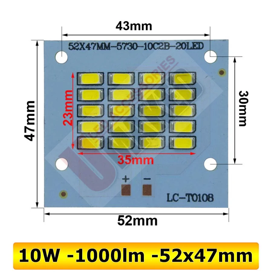 10PCS 100% Full Power LED Floodling PCB 10W 20W 30W 50W 70W 100W SMD5730 led PCB board Aluminum plate for led floodlight