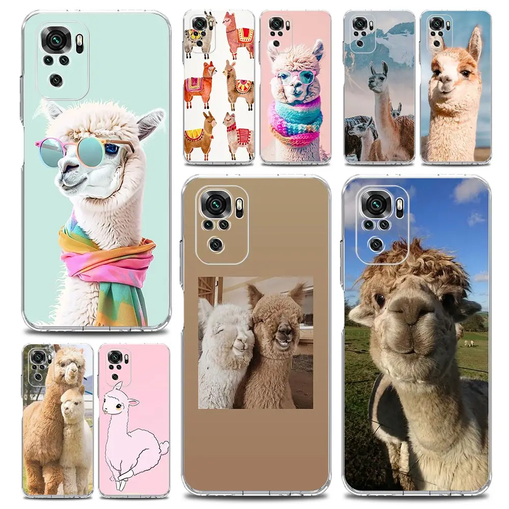 Kawaii Alpaca lovely Phone Case For Xiaomi Redmi Note 13 12 5G 9S 9 8 10 11 Pro 4G 9T 13C 12C 10C 9C 9A 7 Clear Silicone Cover