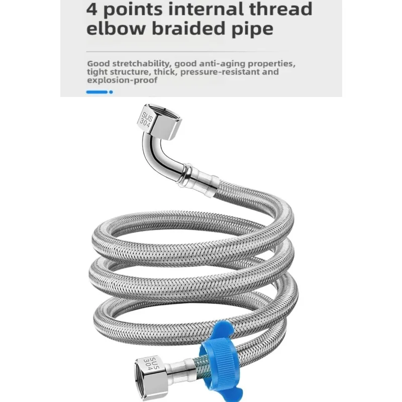 40/60/80/100/150/200cm Stainless Steel Braided Flexible Hose Household Water Heater Toilet Faucet Hot and Cold Water Inlet Pipe