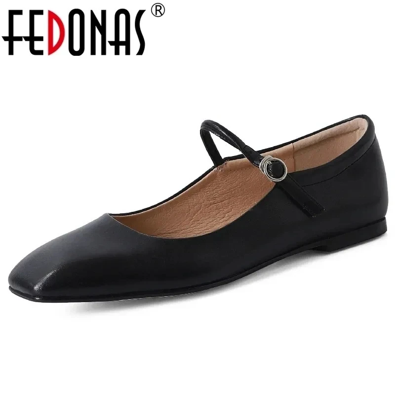 FEDONAS primavera estate donna appartamenti conciso elegante punta quadrata in vera pelle Mary Janes scarpe donna ufficio donna Casual Comfort