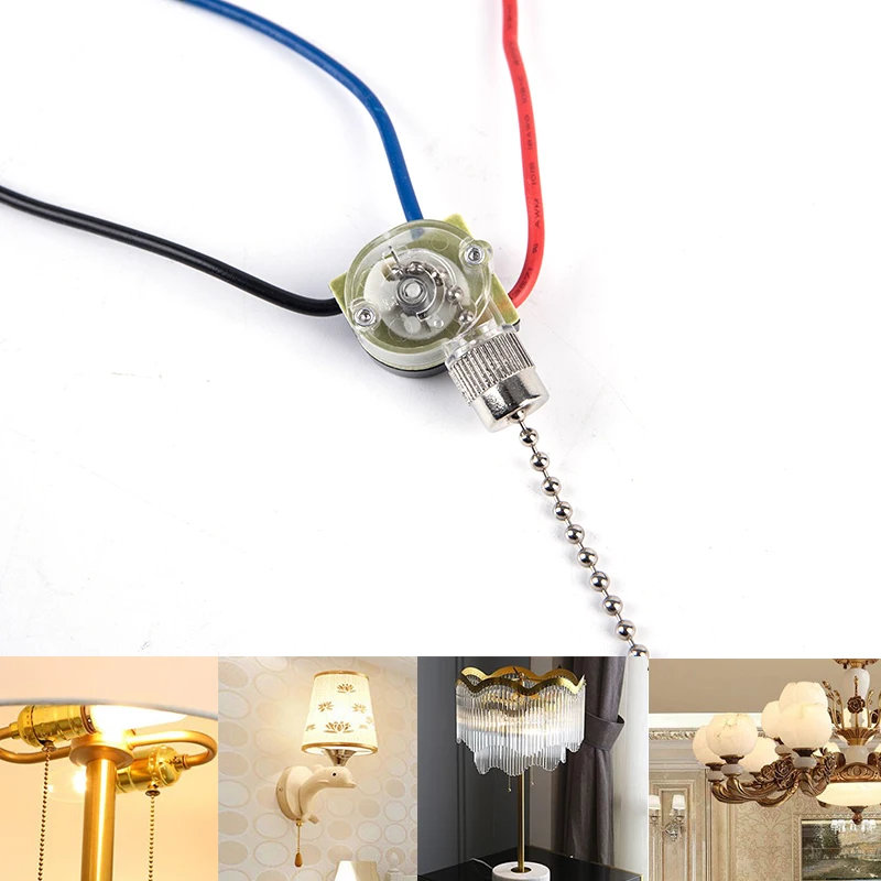 3-Wire Fan Ceiling Switch Beads Chain 3A250V-6A125V Universal for Wall Light Pull Cord String Set Light Ceiling Zipper Switch