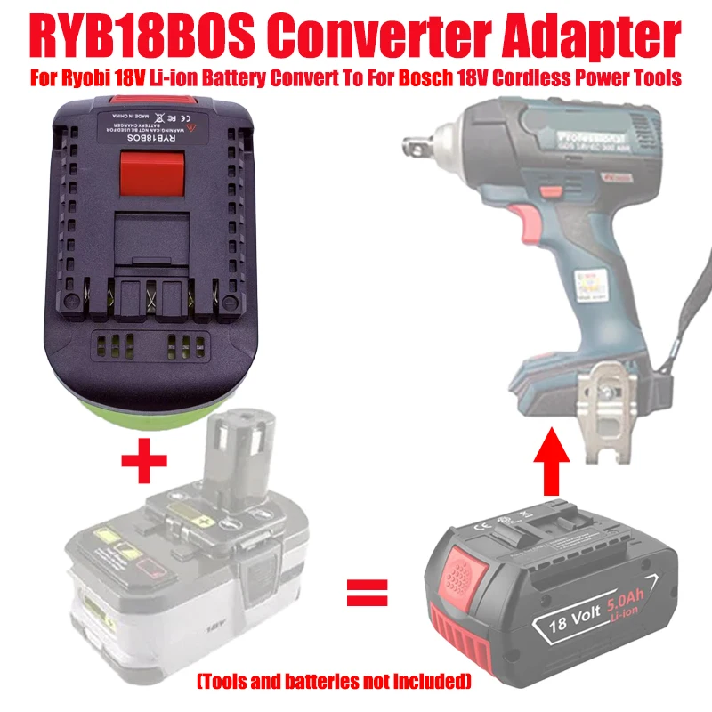 

ALASICKA Battery Adapter Converter RYB18BOS for Ryobi 18V Lithium-ion Batteries Convert To Fit for Bosch 18V Cordless Power Tool
