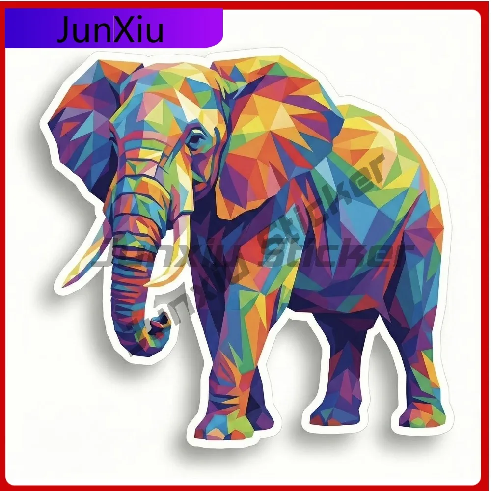 

Colorful Geometric Elephant Vibrant Cool Car Laptop Window Bumper Waterproof Vinyl Decal Accessory Vintage Retro Aesthetic
