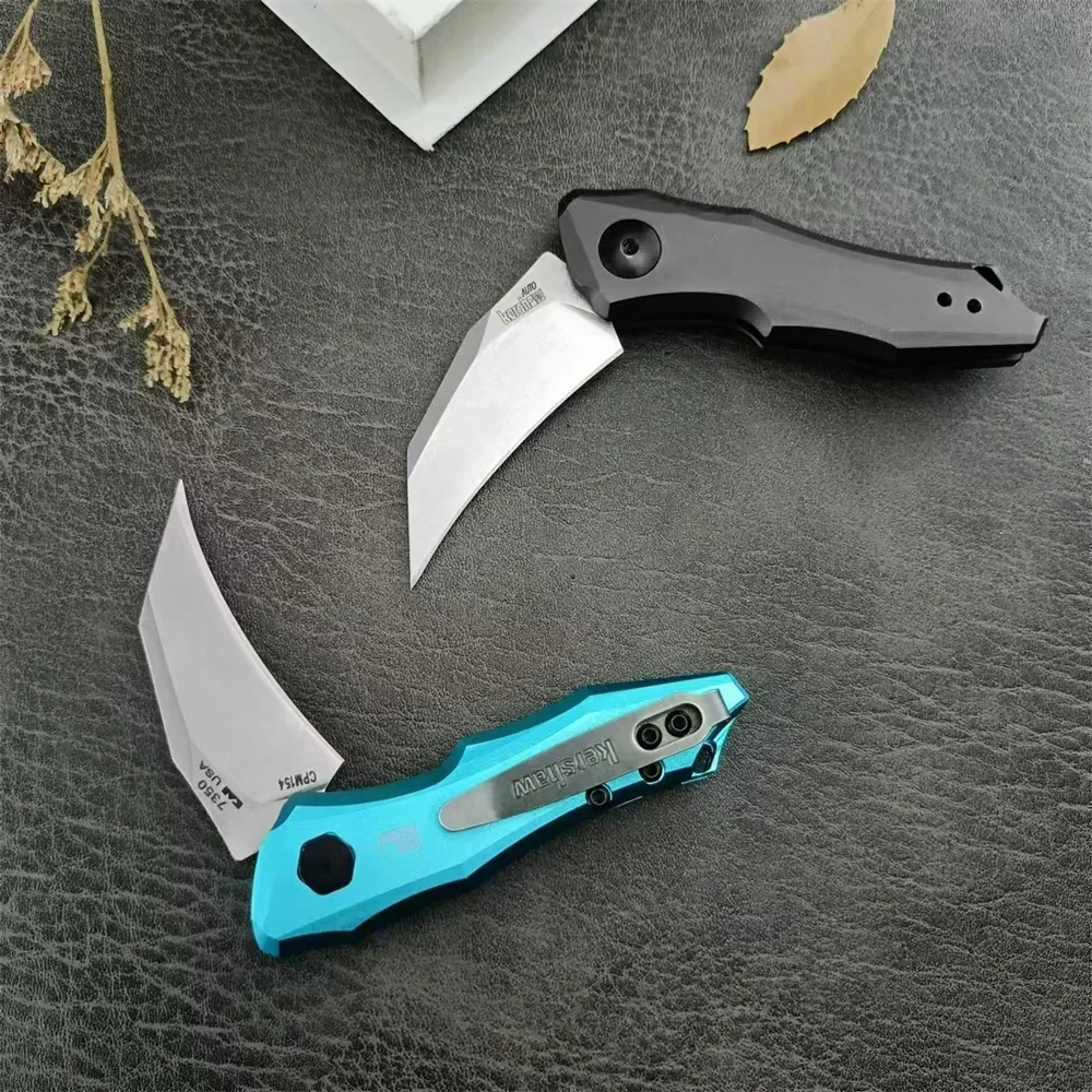 NEW KS 7350 Folding Pocket Knife D2 Blade Aluminum Alloy Handle High Quality Outdoor EDC Survival Hunting Camping Hiking Tools