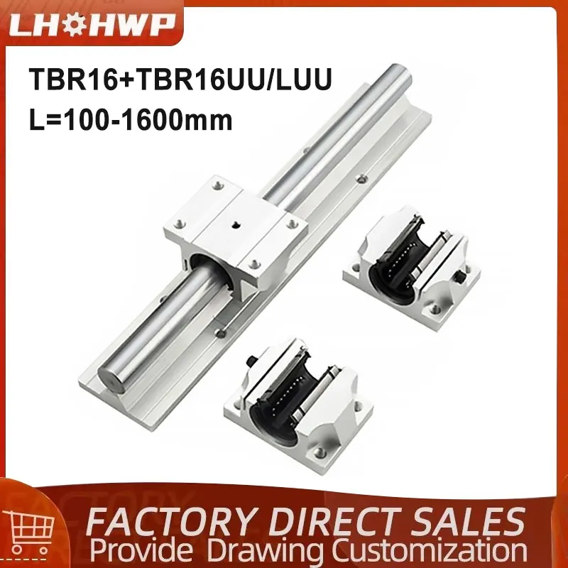 1/2pcs TBR16 Linear rail+1/2/4pcs TBR16UU/16LUU Linear Ball Bearing Support Block CNC Router for 3D Printer Parts Linear Rail