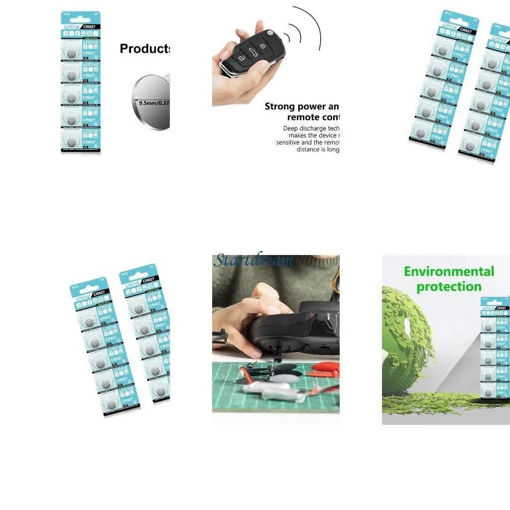 

Set of 10pcs CR927 Coin Cell Battery for Pedometers And LED Lights 3V Power K92C