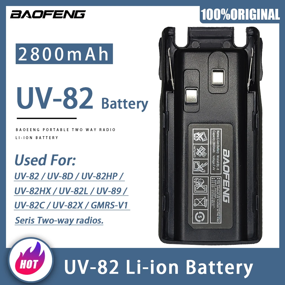 Baofeng UV-82 Battery TypeC CHARGE 2800mAh For Walkie Talkie UV-82 UV-8D UV-82HP UV-82WX Two Way Radios Li-ion Battery BL-8