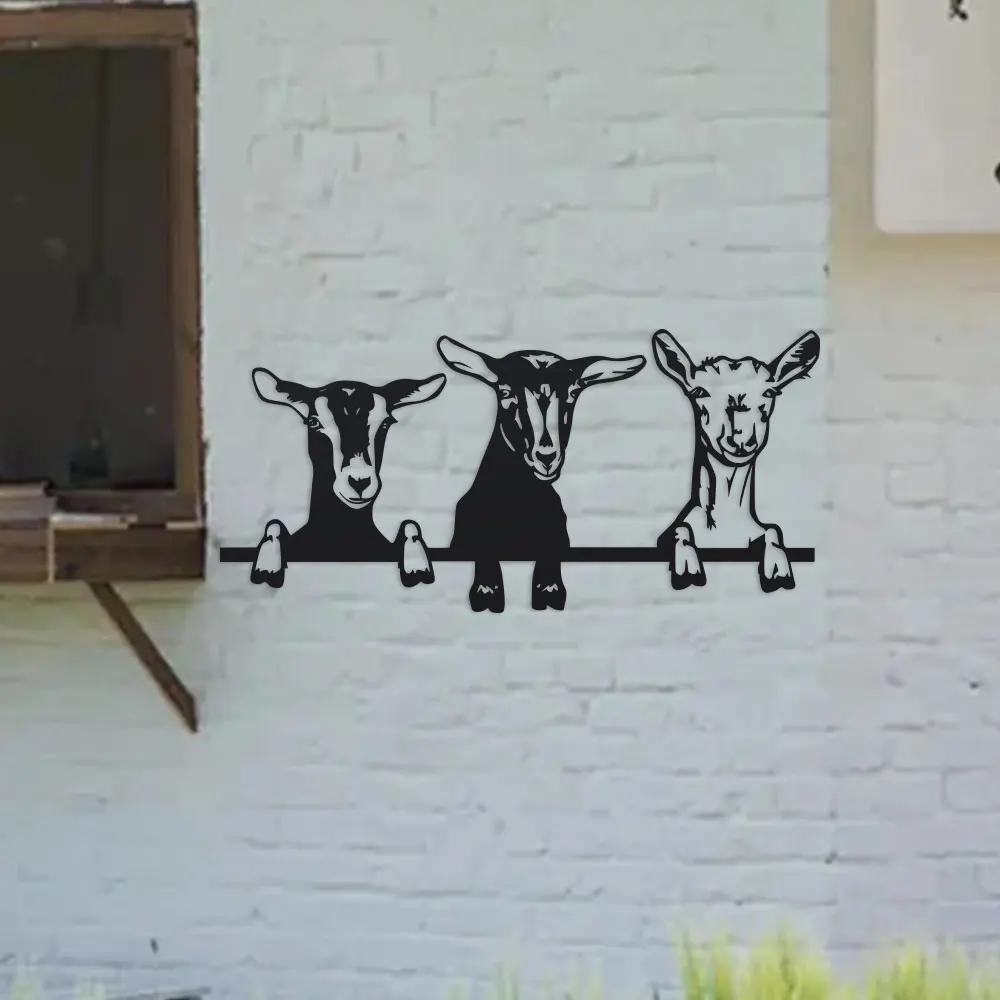 1Pc Indoor/Outdoor Iron Chic Goat Metal Wall Art for Living Room, Home & Garden, for Spring