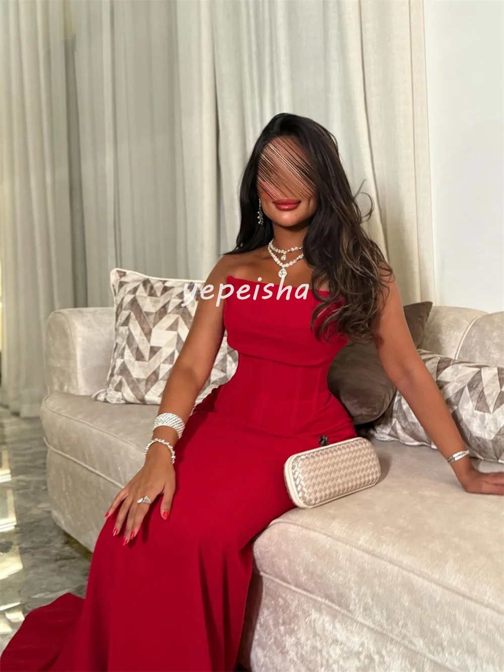 Customized Simple Exquisite Jersey Pleat Mermaid Off-the-shoulder Long Dresses Bespoke Occasion Dresses Sizes Available Fashion