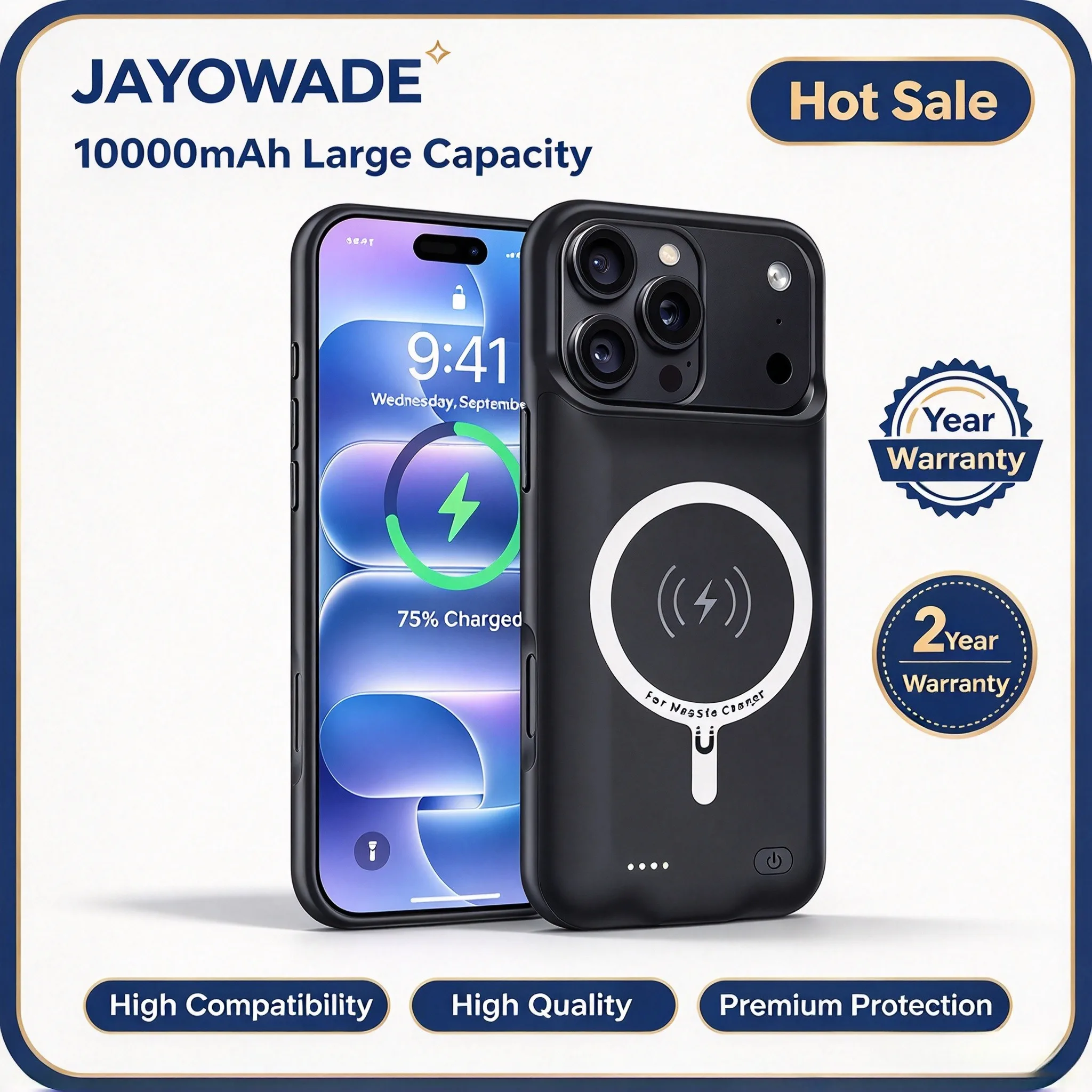 10000mah Battery Charger Case For iPhone 18 Pro Max 17 Air 16 Pro 15 14 13 12 Pro Wireless Power Bank Magnetic Charging Cover