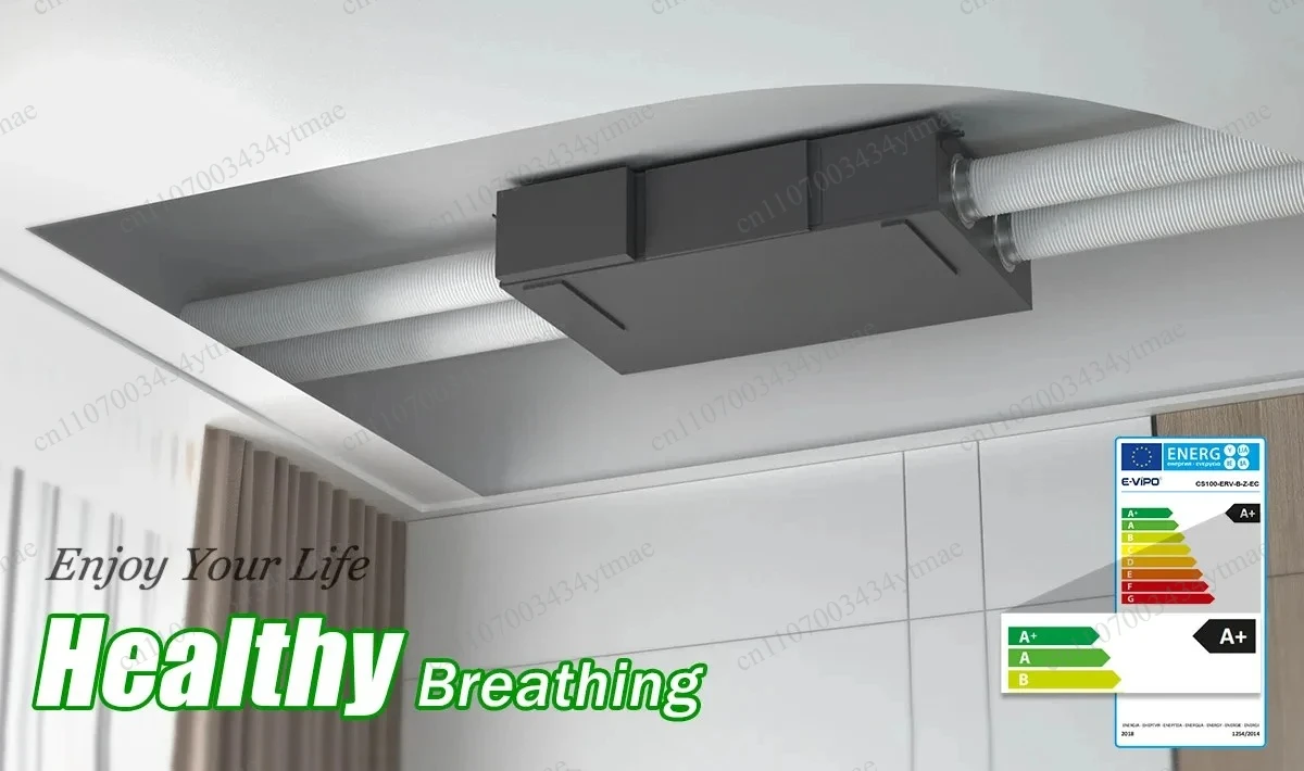 Heat Recovery Recuperator Unit, Energy‑Saving Dual VMC Horizontal‑Flow Ventilation Exchanger with EC Motor Fresh Air System