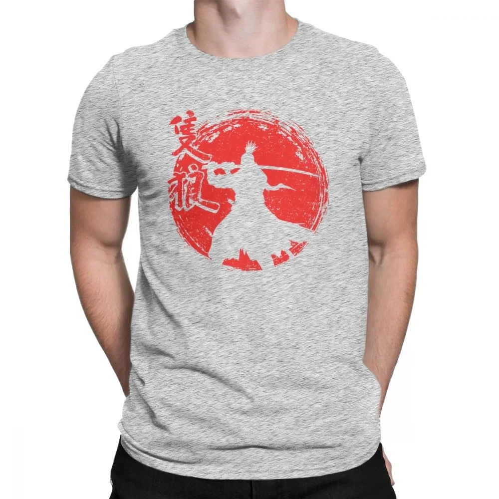 heavyweight Men One-Armed Wolf Red Sun Sekiro Shadows Die Twice T-Shirts Samurai Game Japanese Cotton High Street Tee Printed