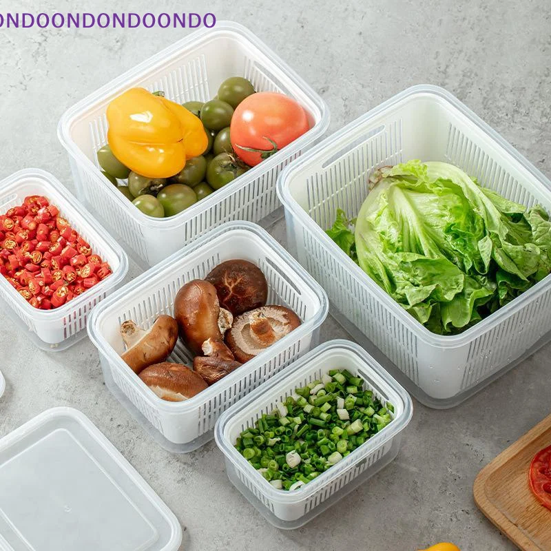 Double Layer Food Storage Containers with Drain Baskets Sealed Leakproof Lid for Office Worker Takeaway Lunch Bento Box