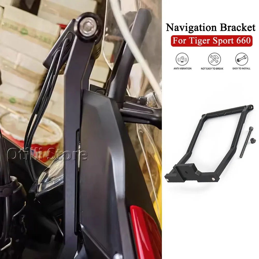 

Motorcycle Accessories GPS Navigator Mount Bracket Phone Holder Black New For Tiger Sport 660 2022 2023 2024 2025