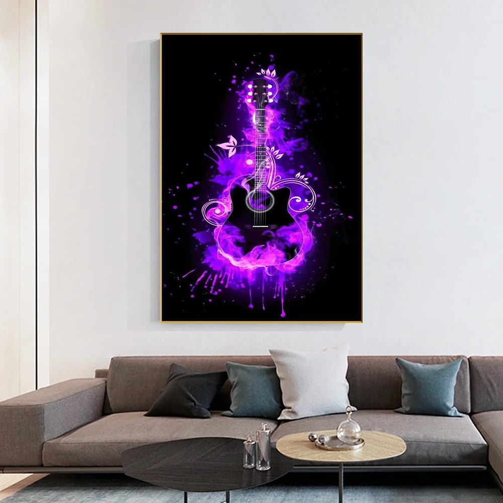 Colorful Wall Art Headphones Poster Graffiti Cool Guitar Home Decor Canvas Painting Print Living Room Bedroom Mural Gift Picture