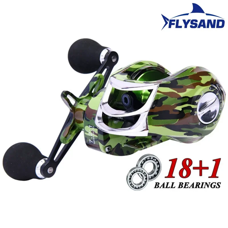 FLYSAND Baitcasting Reel 18+1 Ball Bearings Fishing Reels Max 22lb Magnetic Brake Baitcaster Fishing Reel Bass Cod Salmon Trout