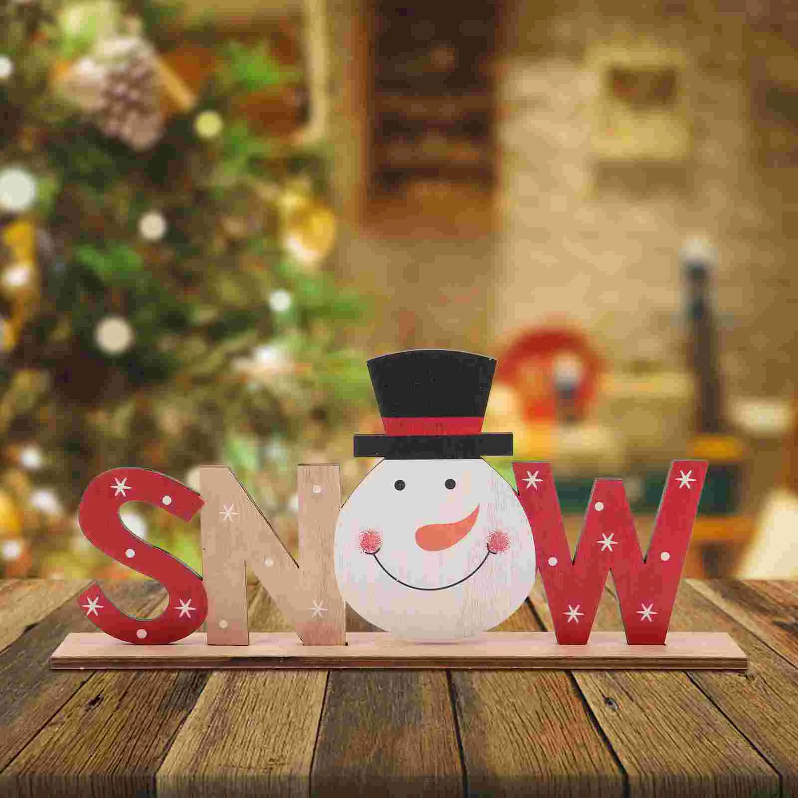 

Christmas Snow Wood Sign Christmas Holiday Snowman Wood Plaque Sign Decorative Table Sign Plaque Xmas Party Decoration