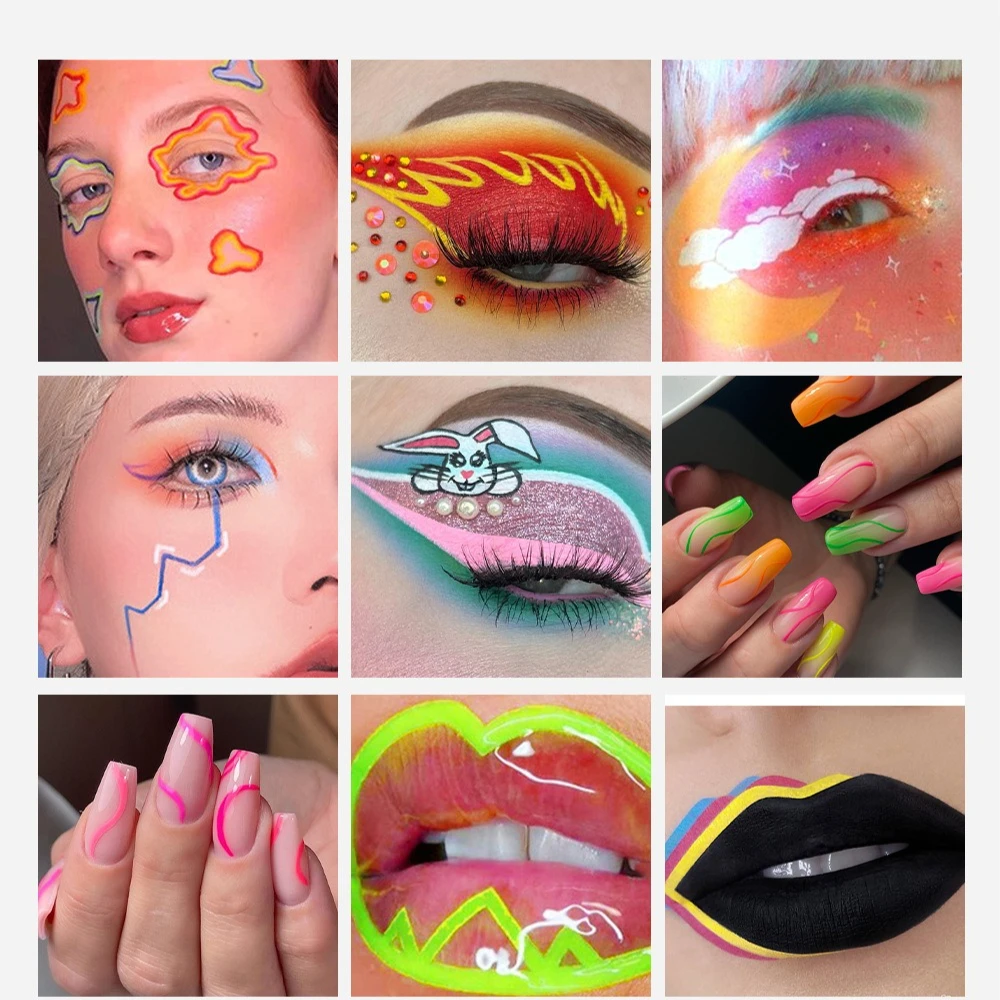 6-farbiger Halloween-Eyeliner, wasserfest, wischfest, flüssiger Stift für Party, Bühnen-Make-up und Kostüm-Looks, koreanische Kosmetik