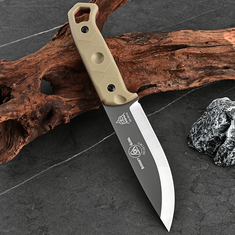 Camping knife Portable Straight Blade D2 Steel Wilderness Adventure Knife High hardness knife with sheath