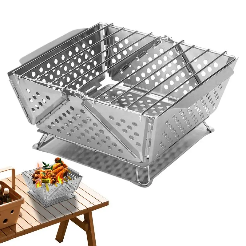 

Stainless Steel Folding BBQ Grill Camping Split Charcoal Grill Burner Barbecue Rack Outdoor Accessories For Camping Picnic