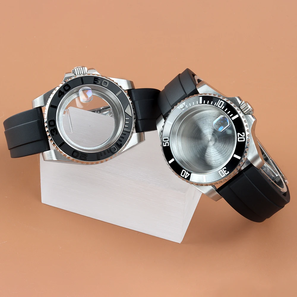 

40mm NH35 Case Sapphire Glass Waterproof Rubber Watchbands For SUB GMT Yacht-Master NH34 NH35 NH36 NH38 Movement 28.5mm Dial