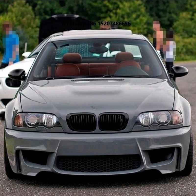Fit E46 Bumper for E46 4DR Luxury Wide 1999-2005 Car Bumpers New 9pcs Plastic Front Rear Bumpers Exhaust Cut-Outs Upgrade