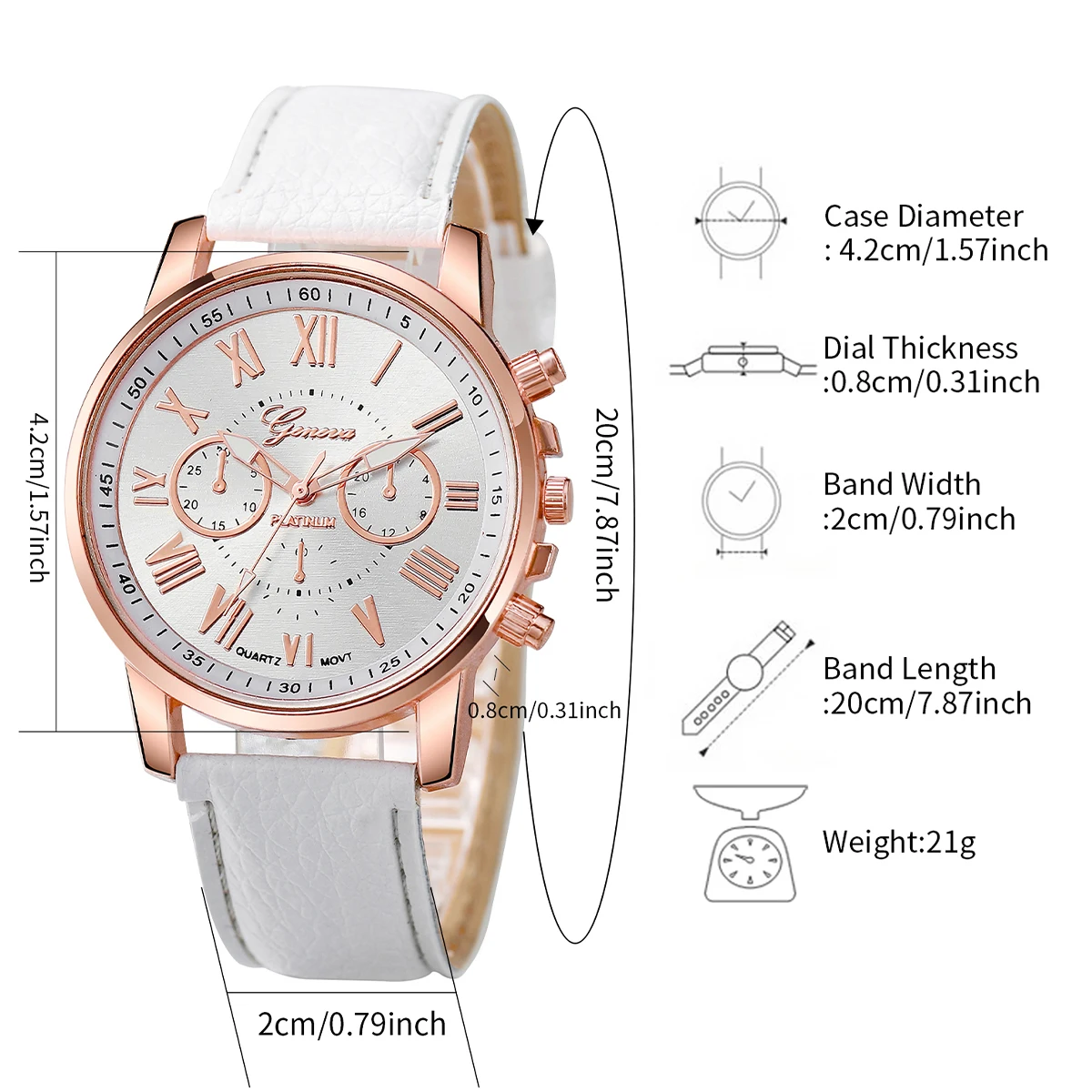 3PCS Fashion Women\'s Watches Casual Leather Band Quartz Watch（Without Box）