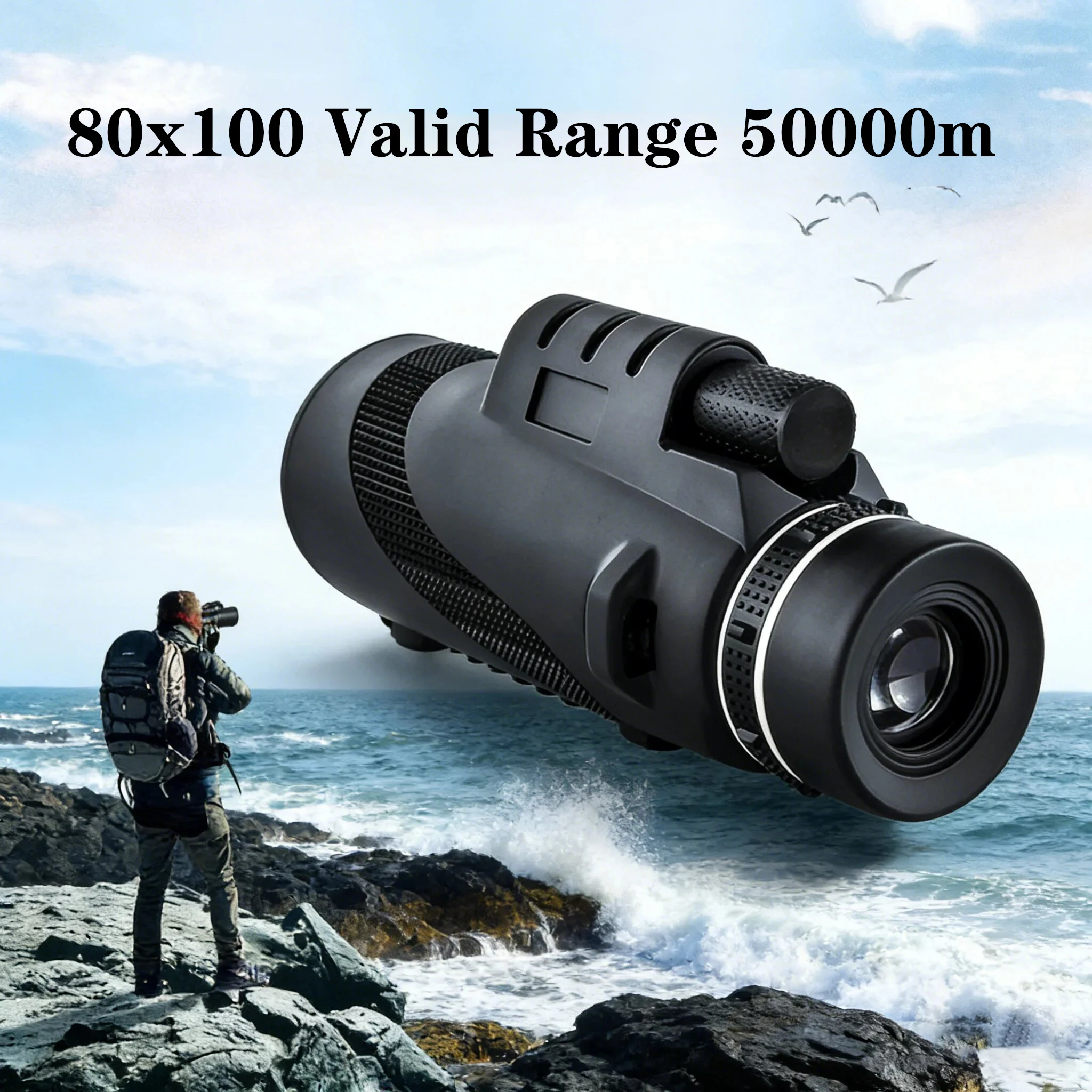 80x100 HD ZOOM Powerful Monocular Telescope Portable Binoculars Long Range Telescope Hunting Camping With Tripod Phone Clip