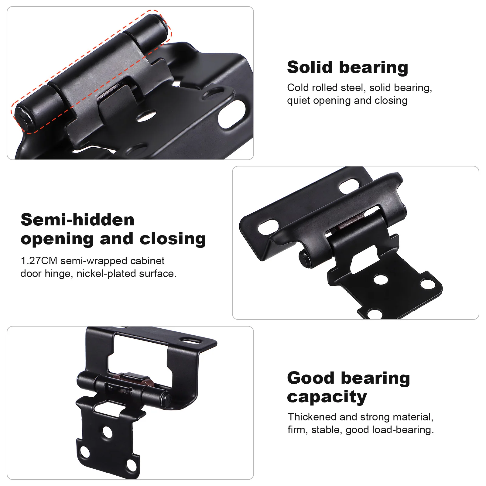 Half-cover Self-closing Hinge Door Closer Hinges Plate Soft Cabinet Cold Rolled Steel Black