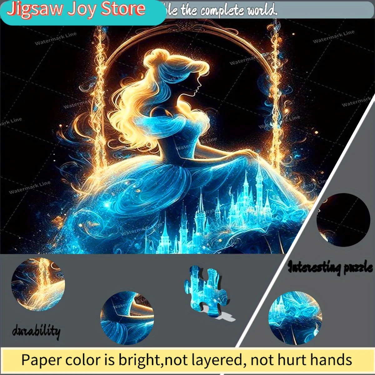 Rompecabezas de Papel Disney/Disney, Rompecabezas Brillante de Castillo de Ensueño de Princesa de Hadas para Hacer uno Mismo, Perfecto para Relajación, Ocio en el Hogar, O