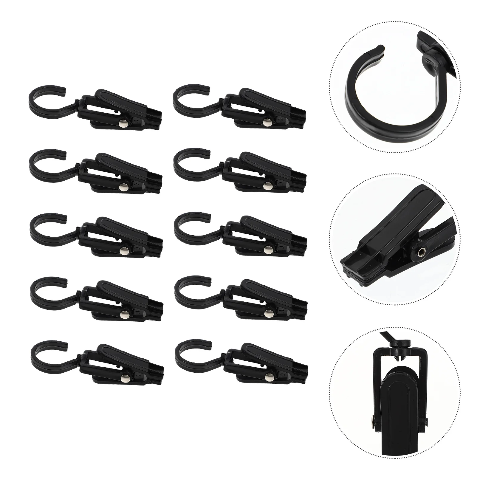 

10Pcs 360 Degree Rotatable Plastic Curtain Clips Strong Hooks Home Mall Use 360 Degree Clips Plastic Curtain Hooks