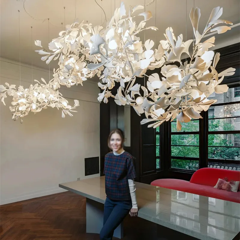 

Gingko Chandelier luxury designer ceramic lamp for Hotel Living Dining Room Bedroom Art Lobby Decoration kitchen hanging lights