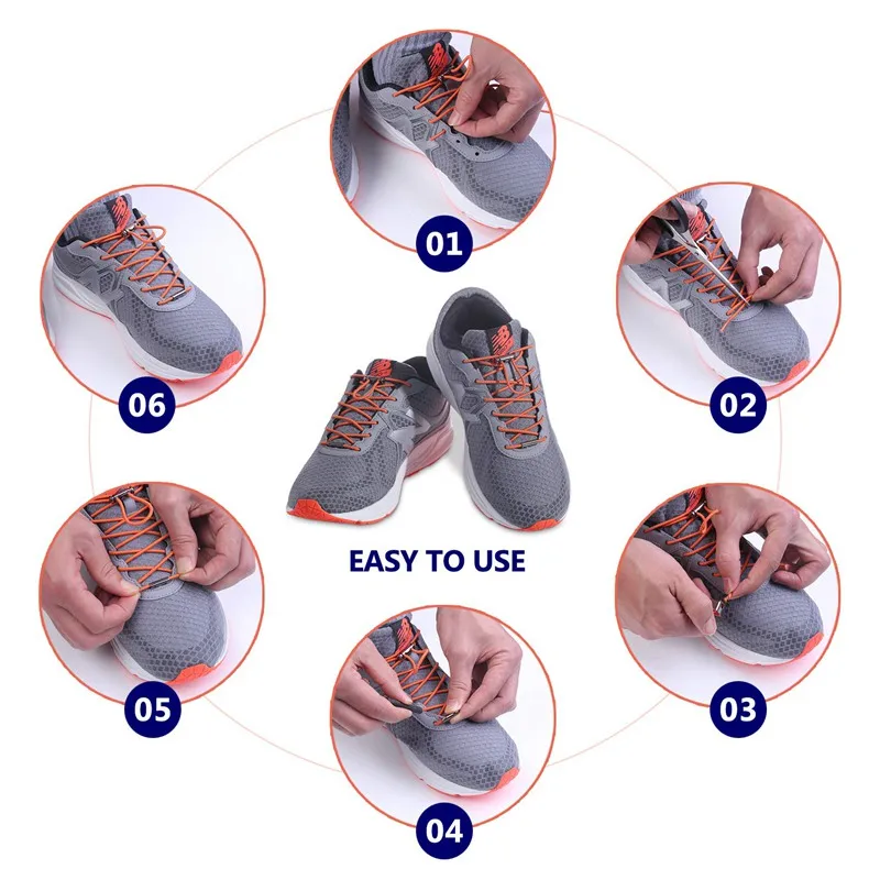 1Pair Quick Shoelaces Elastic No Tie Shoe Laces Round Sneakers Shoelace Kids Adult Unisex Lazy Laces 18 Color Strings Metal Lock