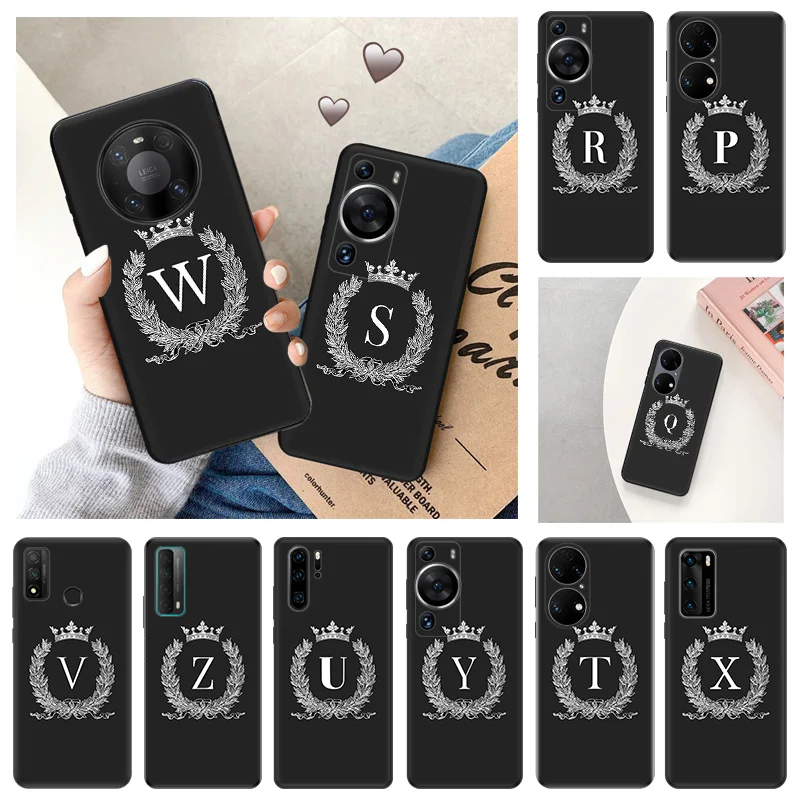 Ultra Thin Soft Case For Huawei P40 P30 Lite P20 Pro P Smart Moto G200 G30 G31 One Fusion U-Z Crown Letters Black Back Cover