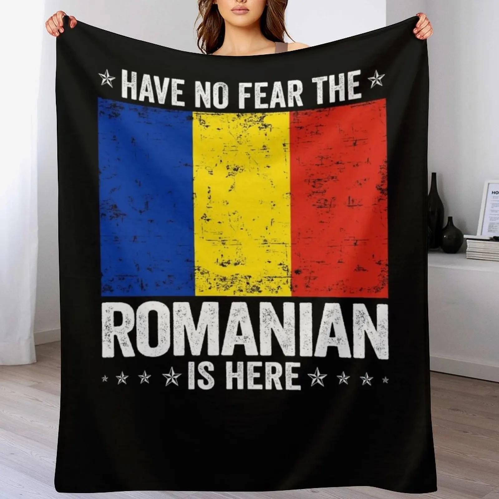 

Have No Fear The Romanian Is Here Romania Flag Design Throw Blanket Lightweight Cozy Blanket for Bed Sofa
