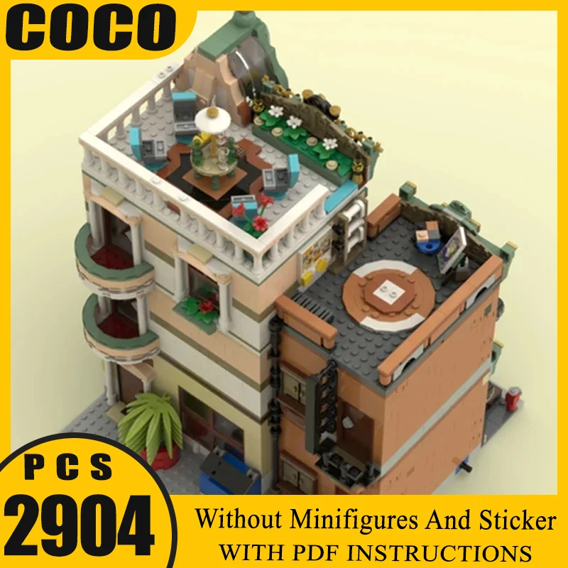 

Moc Building Block City Square Модель коммерческого здания Технология Кирпич DIY Сборка Модульная городская игрушка с видом на улицу для