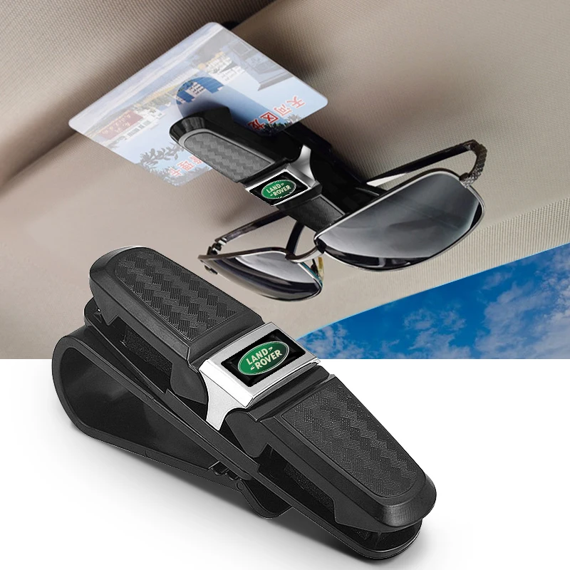 1 unidade de caixa para óculos de sol com emblema para viseira de carro, clipe para óculos de sol, cartão e bilhete para Land Rover Freelander, Range Rover Velar, Sport, Discovery 2