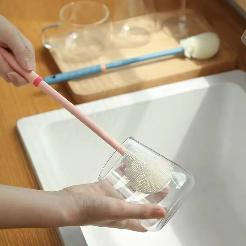 

Long handle silicone cup special brush for washing cups