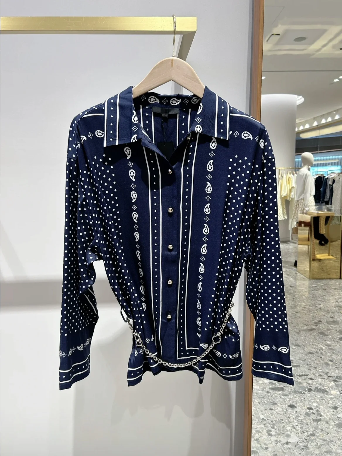 

Heidd Spring 2026 Early Spring Polka Dot Paisley Print Long Sleeve Shirt Turn-down Collar Casual Style Women's Fashion