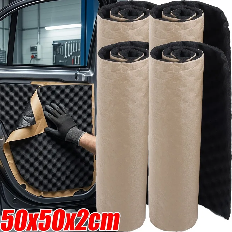 50X50cm Car Sound Deadener Pad Car Acoustic Thermal Sound Deadener Mat 2CM thicken Auto Deadening Noise Insulation Mats Decor