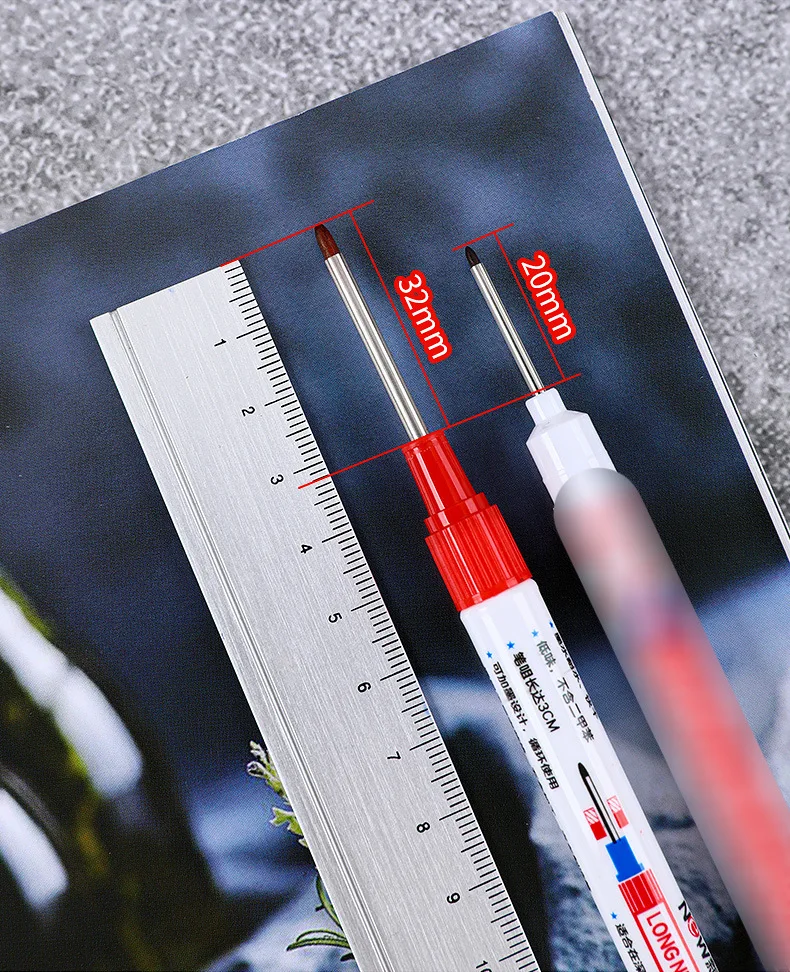 4Pcs/Set Long Nib Head Markers 30mm Deep Hole Multi-Purpose Perforating Pen for Metal Waterproof Woodworking Bathroom Decoration