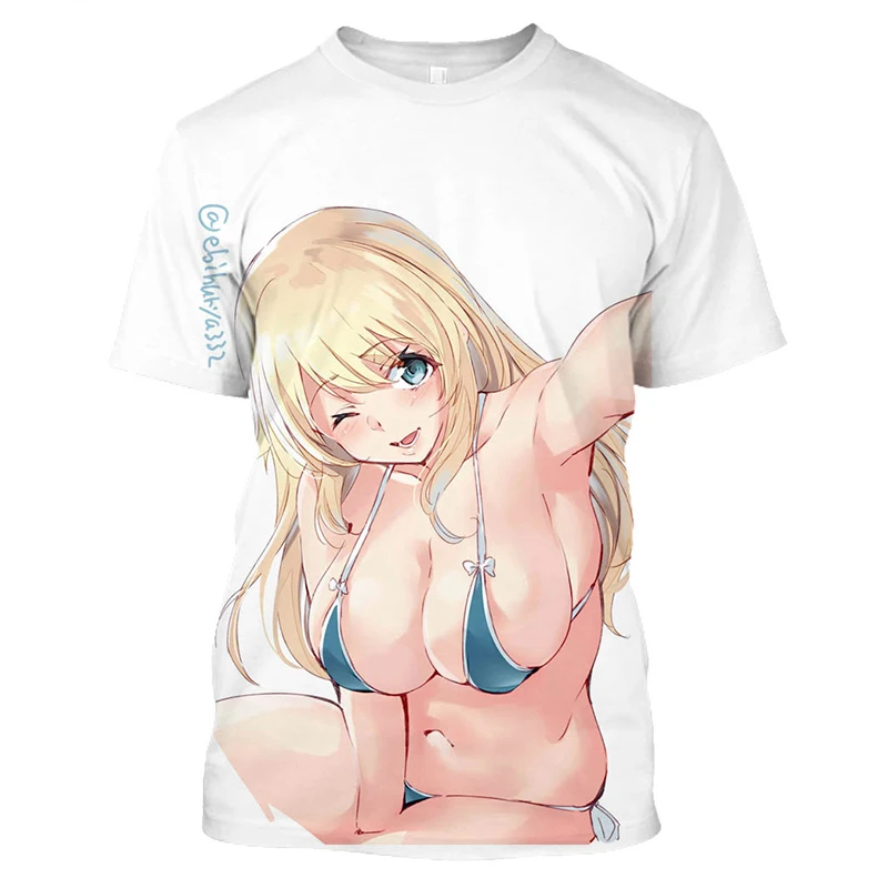 3D Printed T Shirt Kawaii Bikini Naked Girl Short Sleeve Sexy Anime Harajuku T-shirts Men Fashion Casual Streetwear Cool Clothes