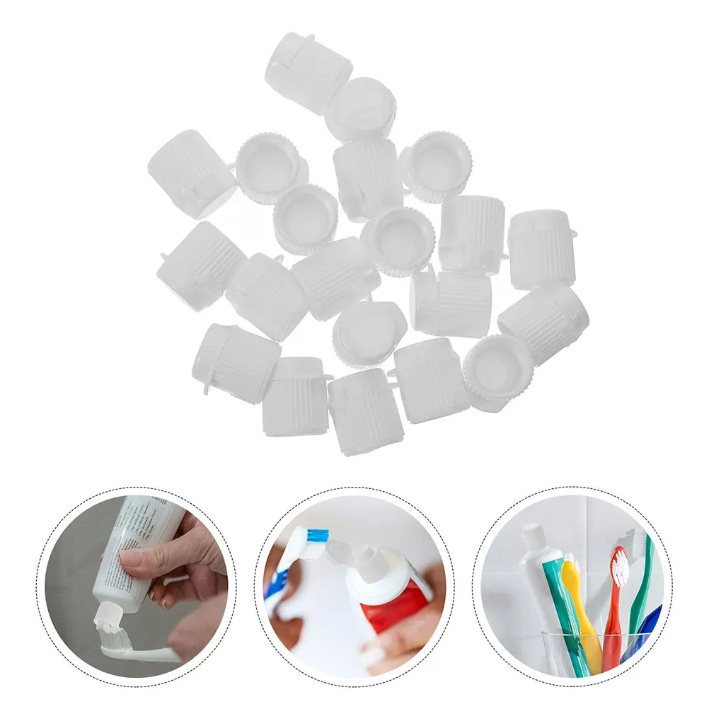 

50pcs Reusable Plastic Caps Screw-In Travel Covers Durable Lightweight Anti-Waste Lids Sturdy Toothpaste Top Caps Practical
