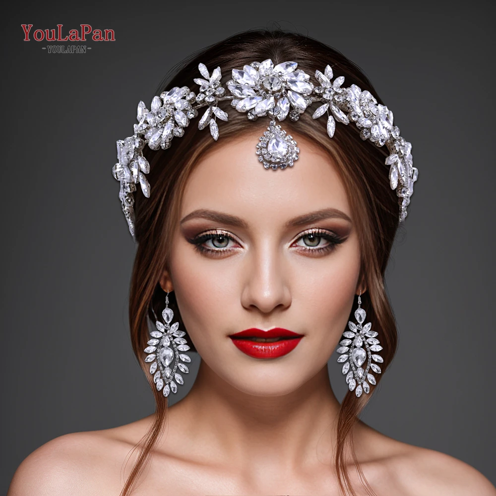 YouLasaupoudrer-Bande de Sauna Frontale pour Patients, Accessoires pour Cheveux de Mariage, Pendentif en Goutte d'Eau, Bijoux de Reine, Vêtements de Jardin